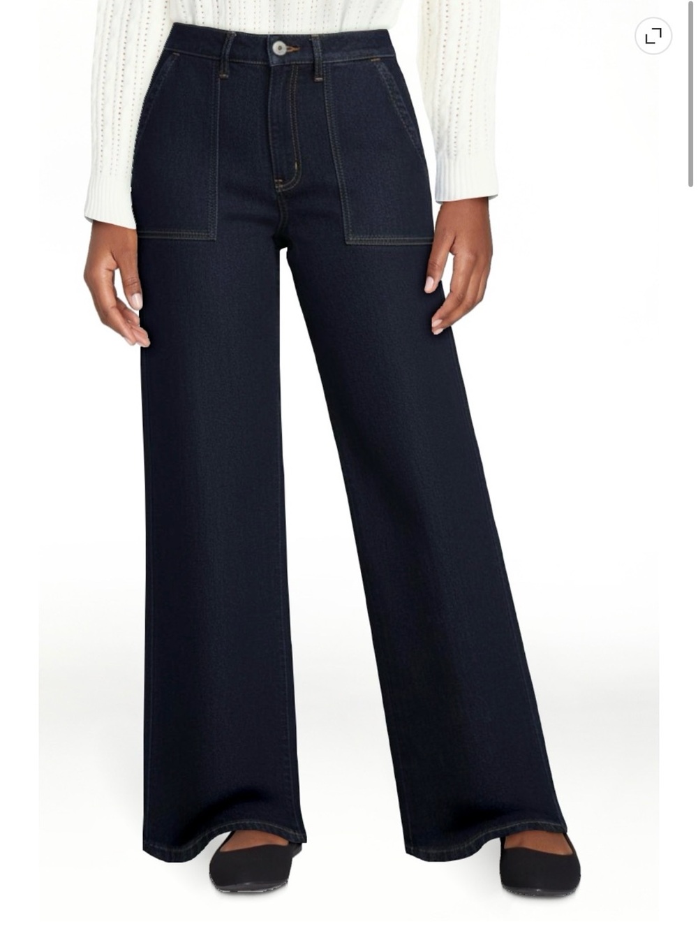 Women’s Wide-Leg Dark Indigo Utility Jeans - Picture 1 of 4
